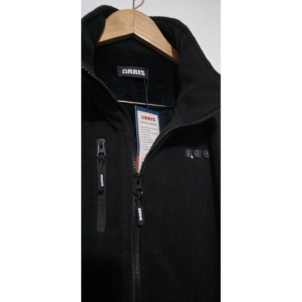 NEW ARRIS Unisex Fleece 7.4V Heated Vest W Battery Pack Adjustable Sizing‎ Black